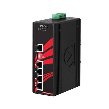 Antaira 5-Port Industrial Gigabit IEEE 802.3bt PoE+ Unmanaged Ethernet Switch, w/4-10/100/1000Tx 90W/Port LNP-0500G-bt